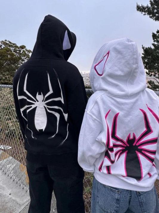 ExploreAllFinds - Y2k Spider Hoodies Women Men Zipper Long Sleeve - ExploreAllFinds