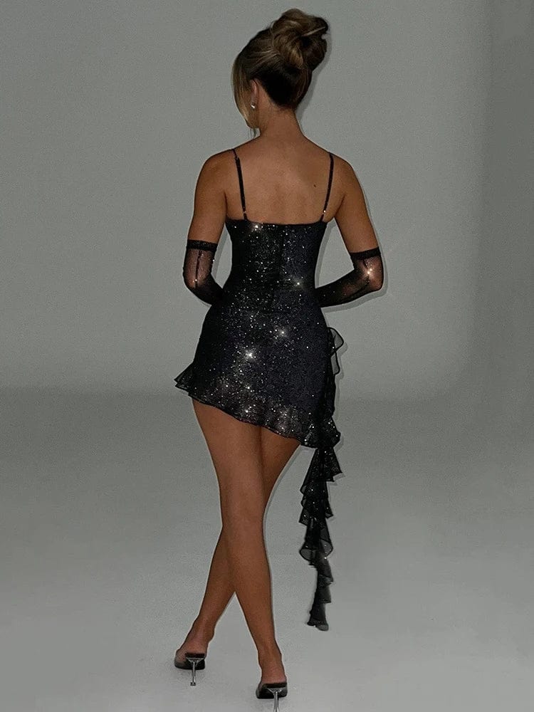 ExploreAllFinds - Elegant Mini Dress Backless Sequins Sparkle - ExploreAllFinds